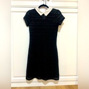 Black Lace Dress with White Collar from Paris